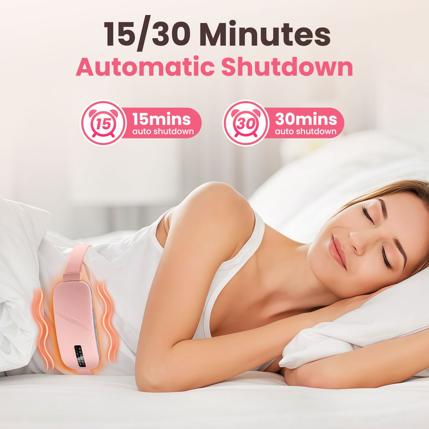 QJ™ USB Rechargeable Menstrual Heating Belt, Menstrual Pain Relief Device, Heating and Vibration Massage Belt