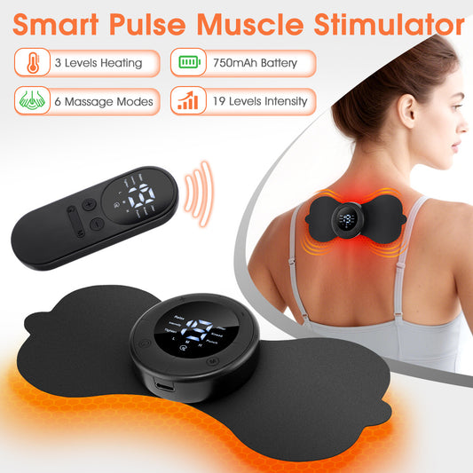 QJ™ EMS Pulse Digital Display Screen Massager 6 Modes 19 Levels Massage Pads Full Body Universal Massager