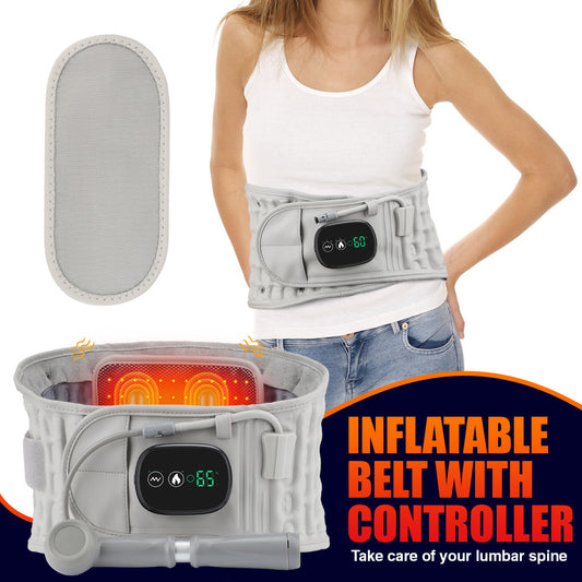 QJ™ Inflatable Heating Massage Waist Belt with Leather Controller, Waist Support Electric Heating Warm Compress Lumbar Spine Device