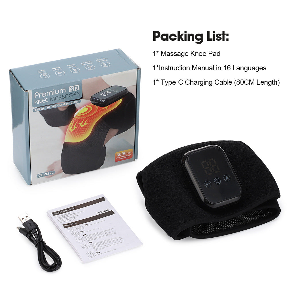 QJ™ Electric Heating Massage Knee Pads Three-Speed Extended Version Knee Pads USB Rechargeable Smart Timed Heating Knee Pads