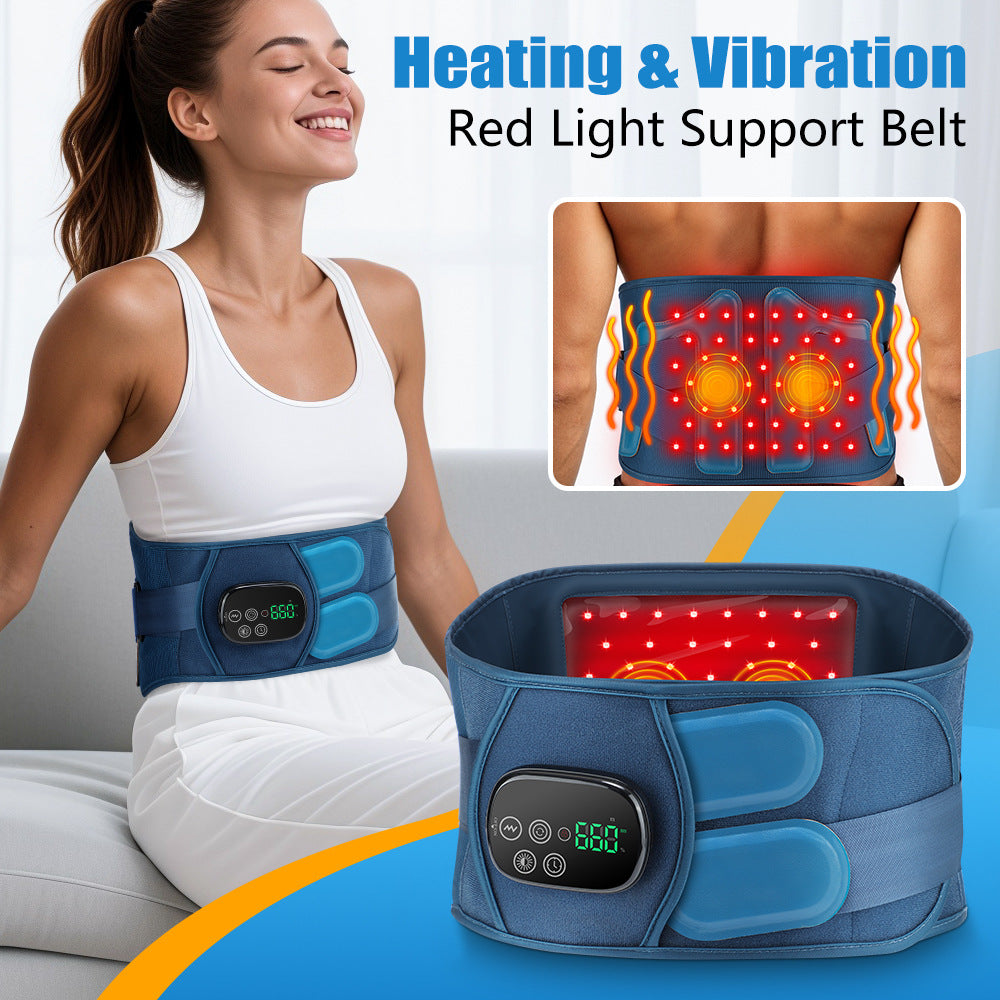 QJ™ Vibration Massage Support Elastic Waist Belt 48 Infrared 660850 Heat Therapy Red Light Waist Belt Physiotherapy