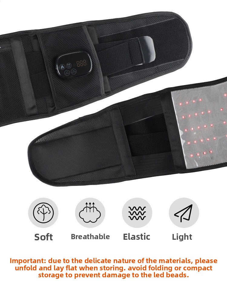 QJ™ New LED Red Light Elastic Waist Support Wireless Touch Timer Heating Red Light Therapy Warm Uterus Waist Belt
