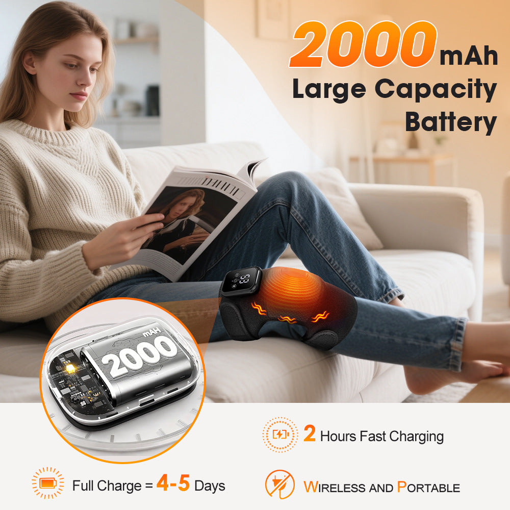 QJ™ Electric Heating Massage Knee Pads Three-Speed Extended Version Knee Pads USB Rechargeable Smart Timed Heating Knee Pads