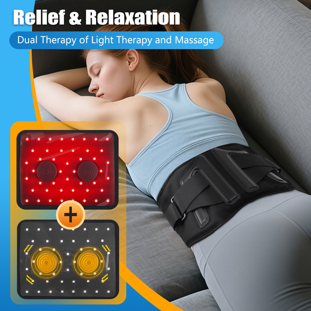 QJ™ Vibration Massage Support Elastic Waist Belt 48 Infrared 660850 Heat Therapy Red Light Waist Belt Physiotherapy