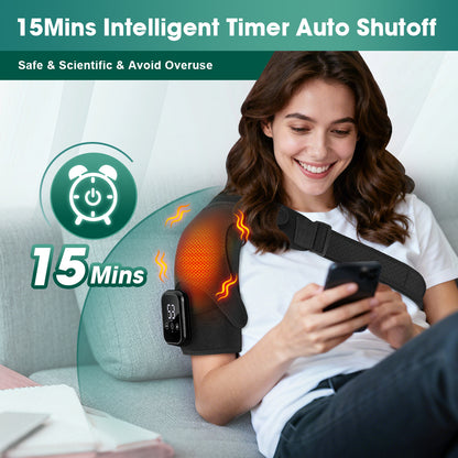 QJ™ Heated Shoulder Brace USB Rechargeable Middle-Aged and Elderly Joint Physiotherapy Instrument Three-Stage Hot Compress Shoulder Massager