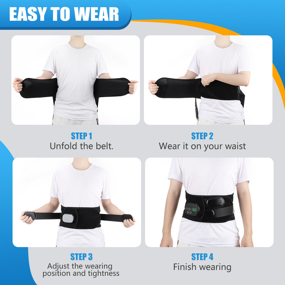 QJ™ Vibration Massage Support Elastic Waist Belt 48 Infrared 660850 Heat Therapy Red Light Waist Belt Physiotherapy