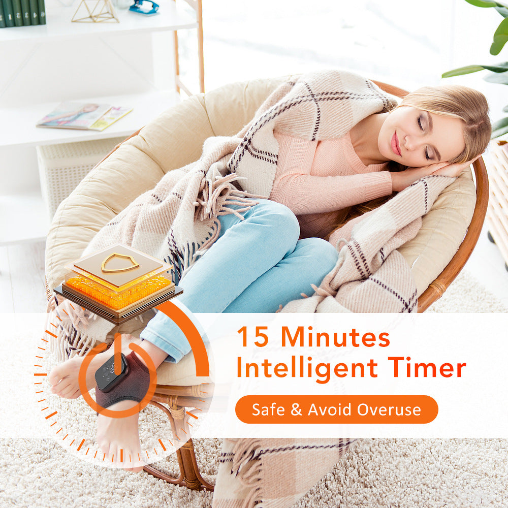 QJ™ New Electric Heated Ankle Rechargeable Vibration Massage Heat Therapy Ankle Joint Physiotherapy Device Ankle Heat Therapy Massage