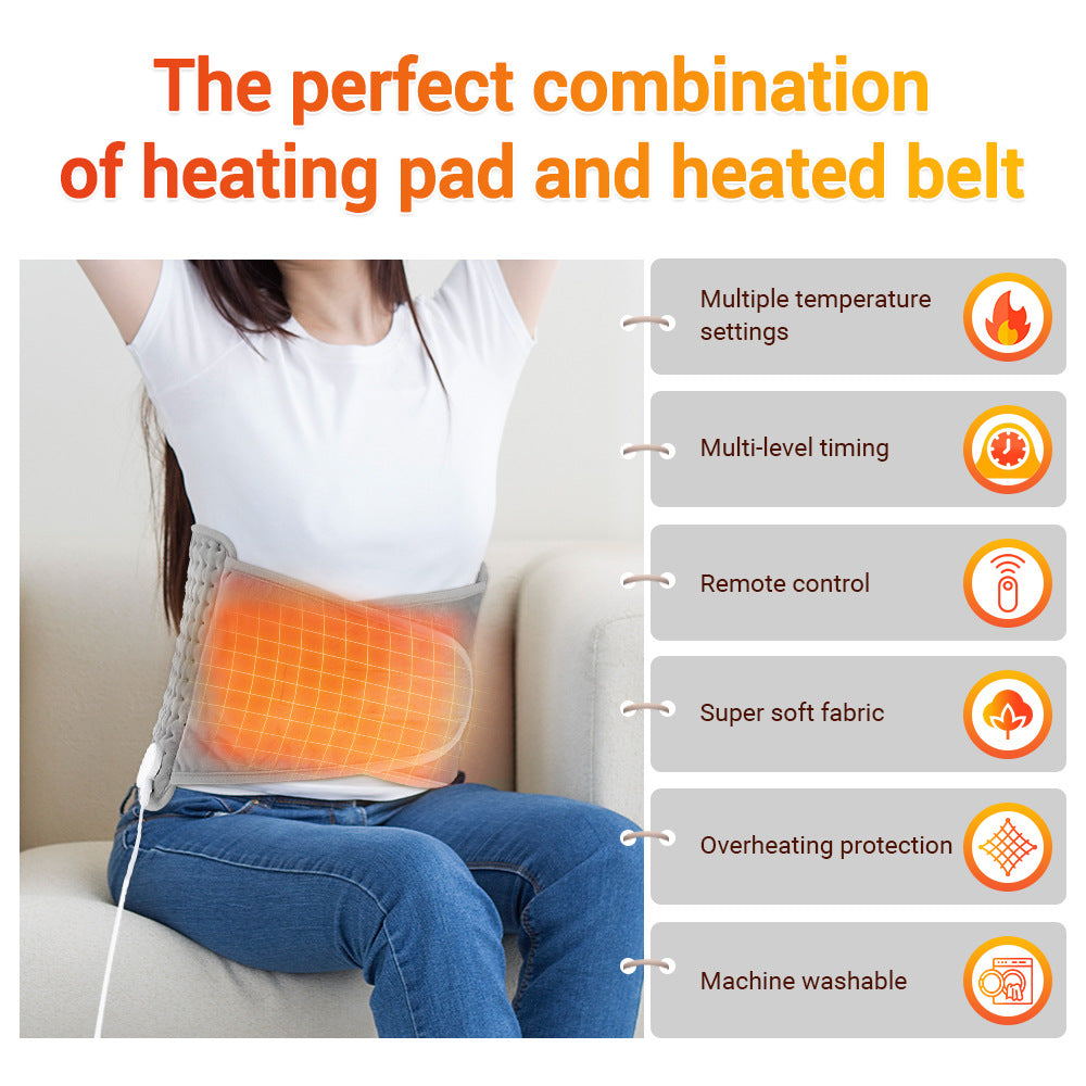 QJ™ Upgraded Waist Support Belt with Heating, 9-Level Temperature Adjustment, 4-Level Fixed Heating Pad, Multi-Functional Heating Pad, Physiotherapy Electric Blanket