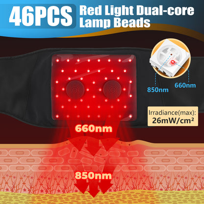 QJ™ Vibration Massage Support Elastic Waist Belt 48 Infrared 660850 Heat Therapy Red Light Waist Belt Physiotherapy