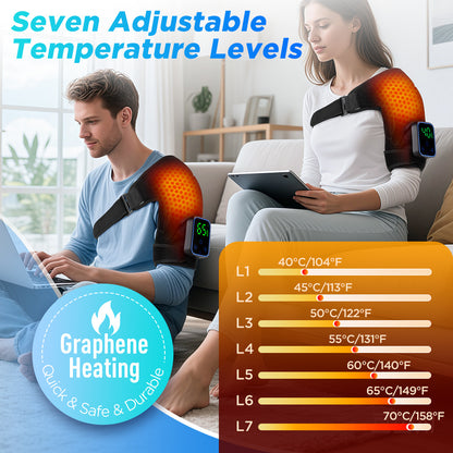 QJ™ Private Model Graphene Electric Heating Shoulder Pad APP Wireless Control Detachable Hot Compress Massage Shoulder Massager