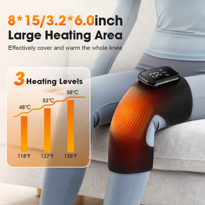 QJ™ Electric Heating Massage Knee Pads Three-Speed Extended Version Knee Pads USB Rechargeable Smart Timed Heating Knee Pads