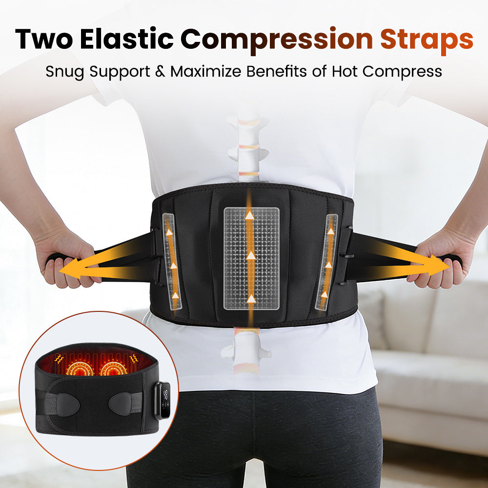 QJ™ 3-Level Heat Therapy Vibrating Massage Support Belt Warm Heat Therapy Multi-Functional Waist Massager