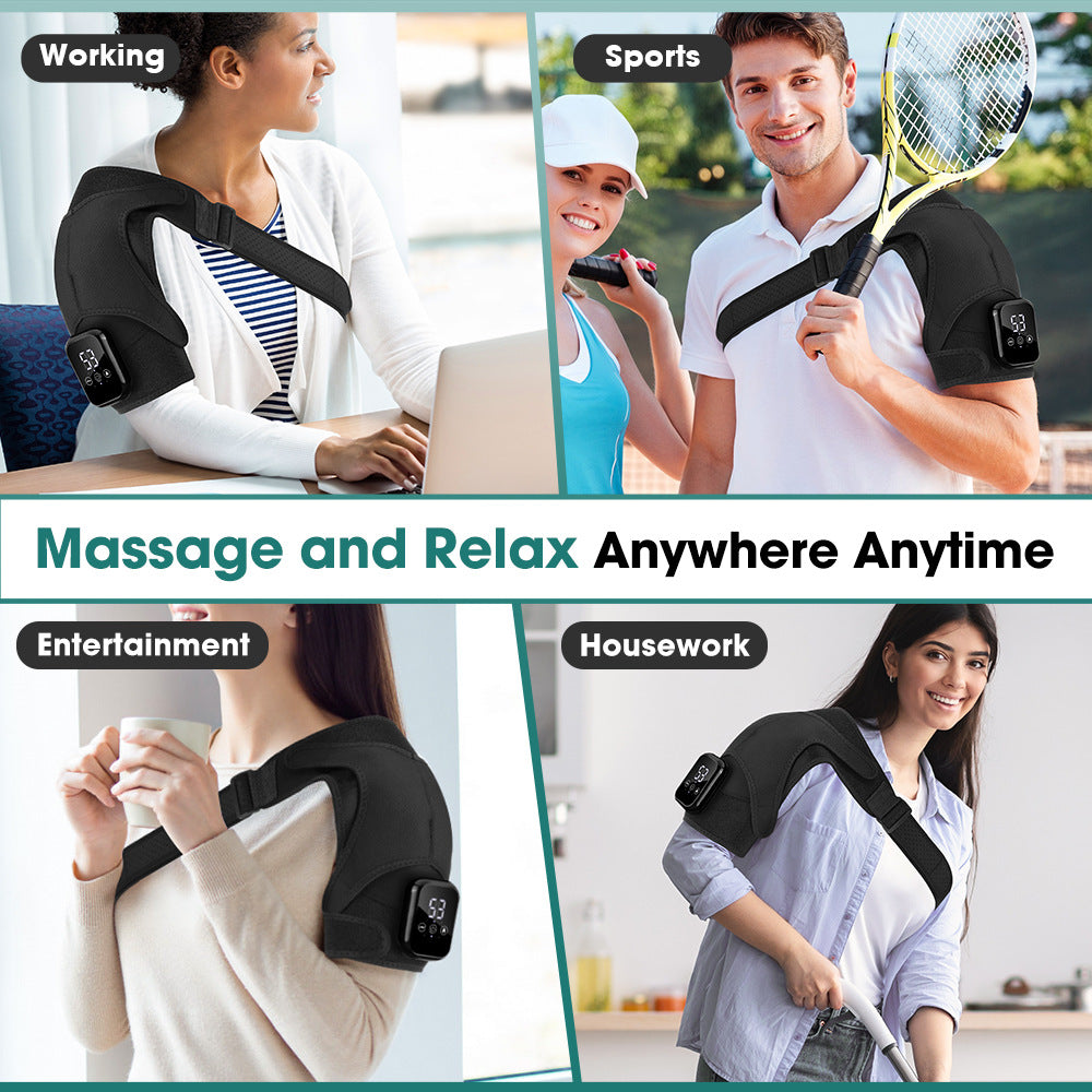 QJ™ Heated Shoulder Brace USB Rechargeable Middle-Aged and Elderly Joint Physiotherapy Instrument Three-Stage Hot Compress Shoulder Massager