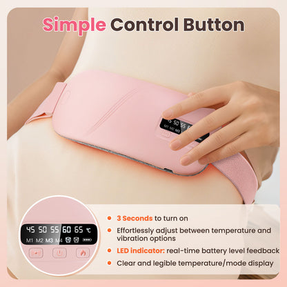 QJ™ USB Rechargeable Menstrual Heating Belt, Menstrual Pain Relief Device, Heating and Vibration Massage Belt