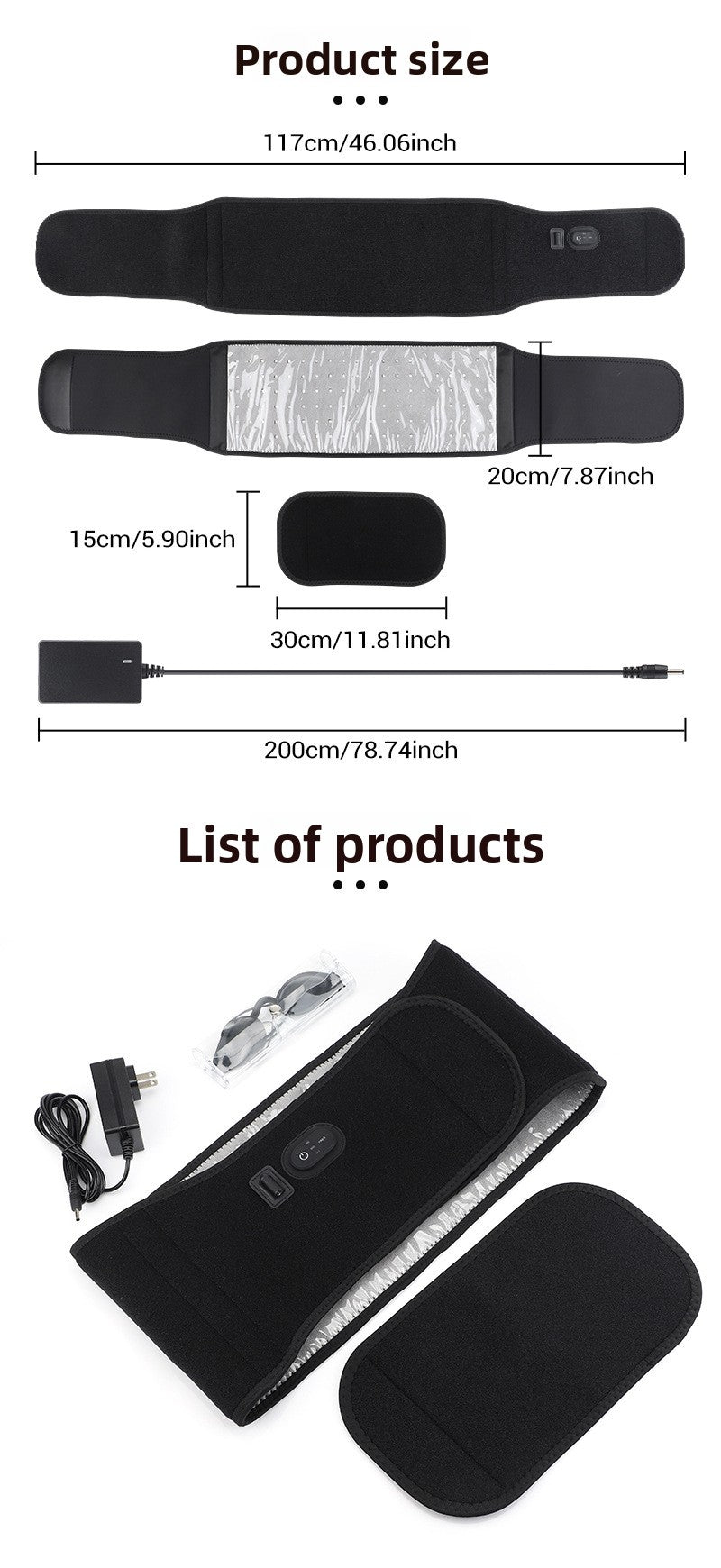 QJ™ LED Red Light Therapy Heating Waist Belt Electric Heating Infrared Heat Therapy Waist Belt Warm Direct Insertion Red Light Waist Support Belt