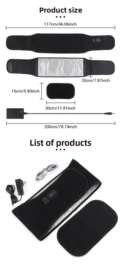 QJ™ LED Red Light Therapy Heating Waist Belt Electric Heating Infrared Heat Therapy Waist Belt Warm Direct Insertion Red Light Waist Support Belt