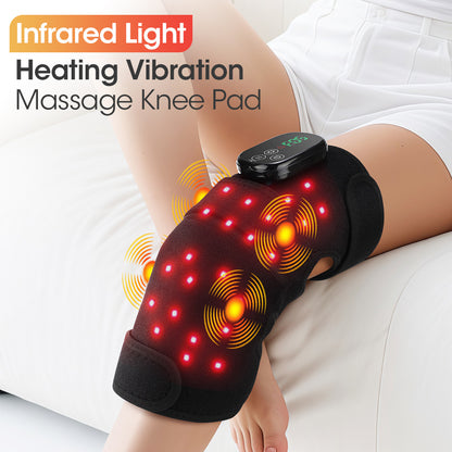 QJ™ Private Model True Red Light Therapy Heating Knee Brace with 42 660nm 850nm Infrared Light Beads for Hot Compress and Massage