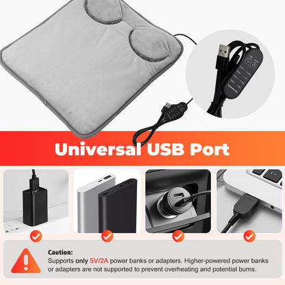 QJ™ USB Plug-in Electric Foot Warmer Pad for Home and Office, Quick Heat, Four Temperature Control Levels, Foot Warming Artifact, Heating Pad, Foot Warmer