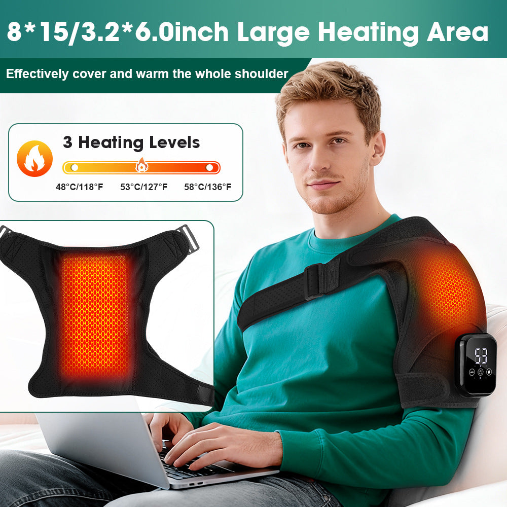 QJ™ Heated Shoulder Brace USB Rechargeable Middle-Aged and Elderly Joint Physiotherapy Instrument Three-Stage Hot Compress Shoulder Massager