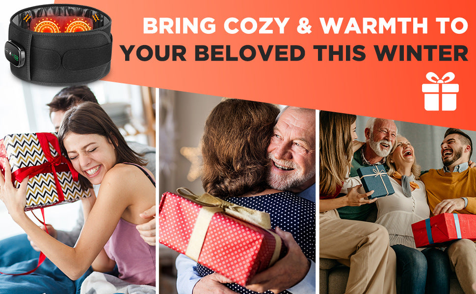 QJ™ Red Light Therapy Heating Massager Belt for Lower Back Pain Relief, Infrared Waist Support with Adjustable Strap