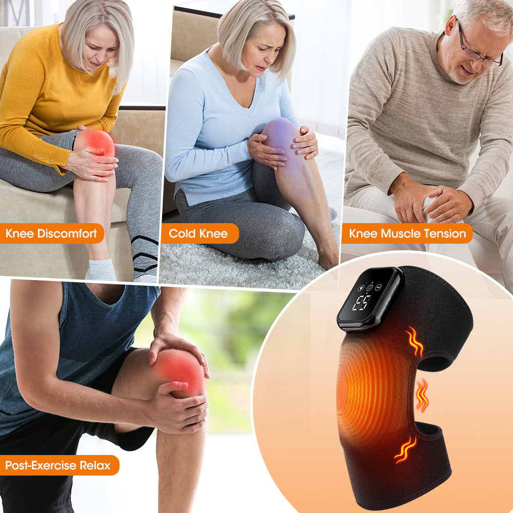 QJ™ Electric Heating Massage Knee Pads Three-Speed Extended Version Knee Pads USB Rechargeable Smart Timed Heating Knee Pads