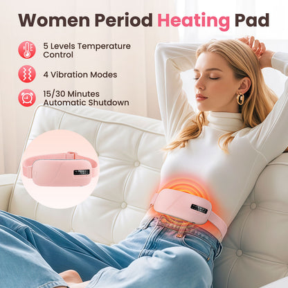 QJ™ USB Rechargeable Menstrual Heating Belt, Menstrual Pain Relief Device, Heating and Vibration Massage Belt