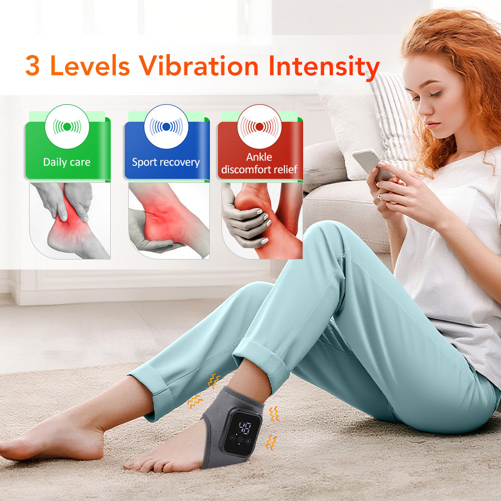 QJ™ New Electric Heated Ankle Rechargeable Vibration Massage Heat Therapy Ankle Joint Physiotherapy Device Ankle Heat Therapy Massage