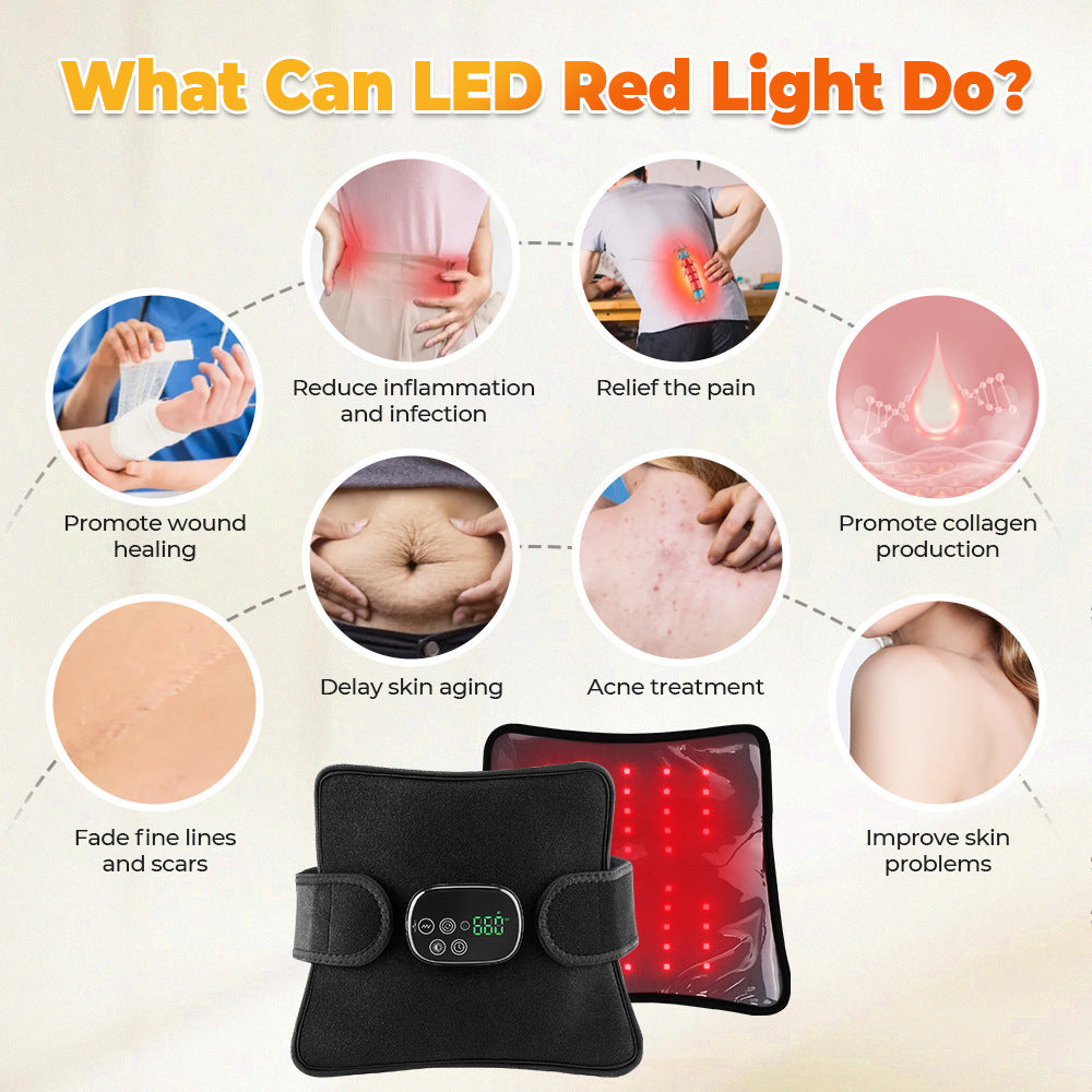 QJ™ New Multifunctional Red Light Therapy Belt Heating Massage Leg Knee LED Infrared Light Therapy Pad Wireless Model
