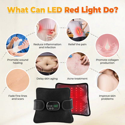QJ™ New Multifunctional Red Light Therapy Belt Heating Massage Leg Knee LED Infrared Light Therapy Pad Wireless Model