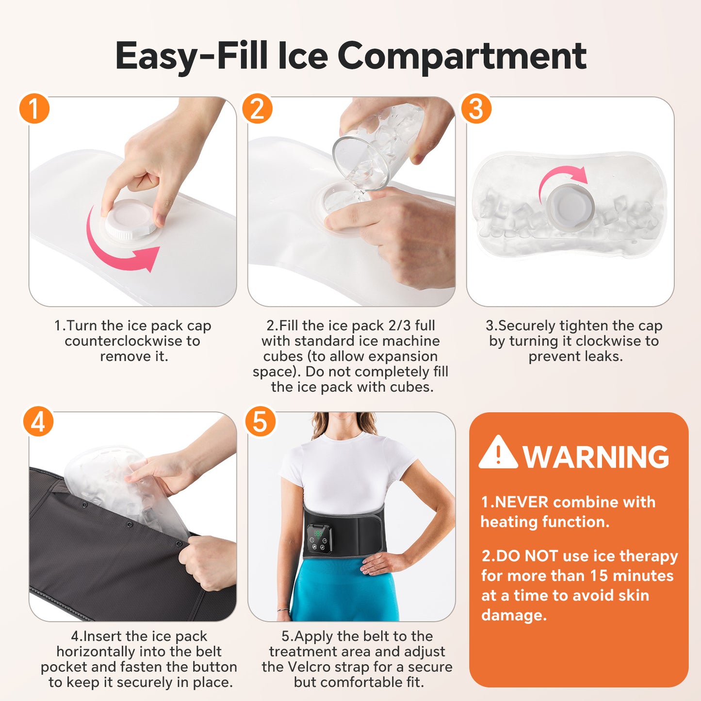 QJ™ Wireless Ice Compress Air Pressure Massage Belt Cold and Hot Switch Heating Belt Health Care Protective Gear