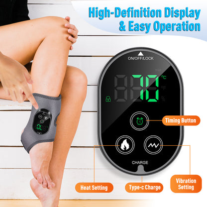 QJ™ Hot Compress Vibration Foot Massage Electric Heating Ankle Rechargeable Multifunctional Joint Ankle Support Massager