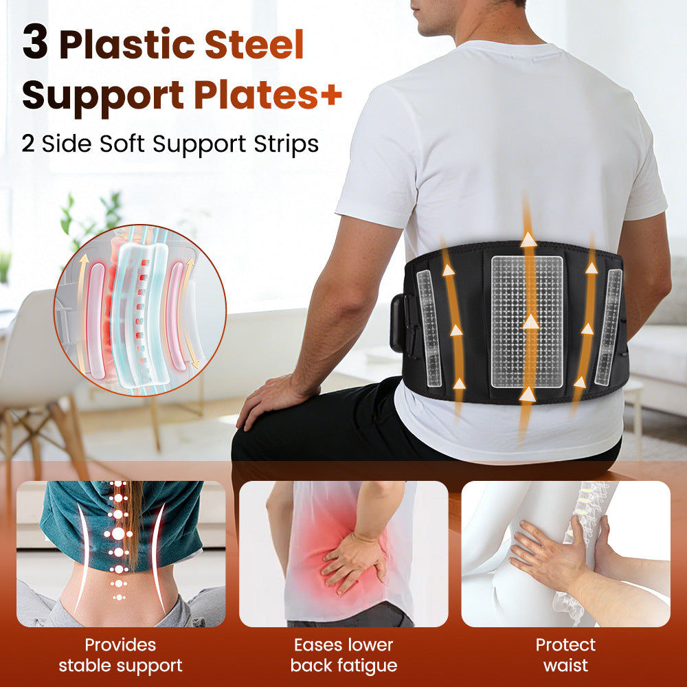 QJ™ 3-Level Heat Therapy Vibrating Massage Support Belt Warm Heat Therapy Multi-Functional Waist Massager