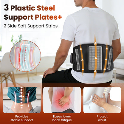 QJ™ 3-Level Heat Therapy Vibrating Massage Support Belt Warm Heat Therapy Multi-Functional Waist Massager