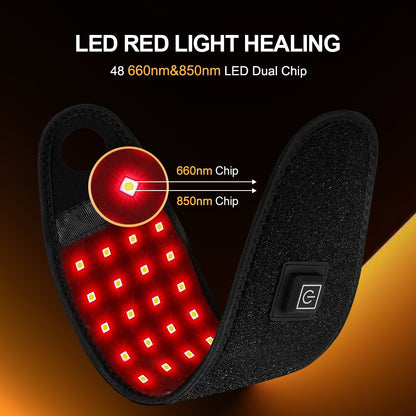 Hot Selling QJ™ 48 LED Red Light Therapy Wrap with Smart Timing Adjustable Heat Wrist Support 660nm 850nm Pain Relief