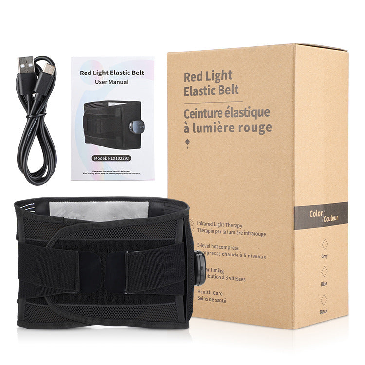 QJ™ New LED Red Light Elastic Waist Support Wireless Touch Timer Heating Red Light Therapy Warm Uterus Waist Belt