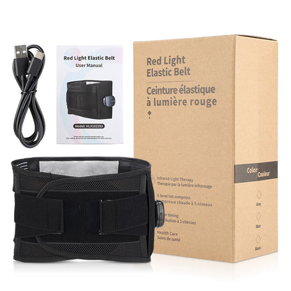 QJ™ New LED Red Light Elastic Waist Support Wireless Touch Timer Heating Red Light Therapy Warm Uterus Waist Belt