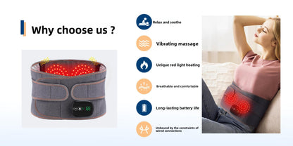 QJ™ Red Light Heating Massage Waist Belt Intelligent Electric Heating Waist Support Hot Compress Waist Massager Factory