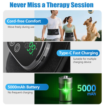 QJ™ Vibration Massage Support Elastic Waist Belt 48 Infrared 660850 Heat Therapy Red Light Waist Belt Physiotherapy