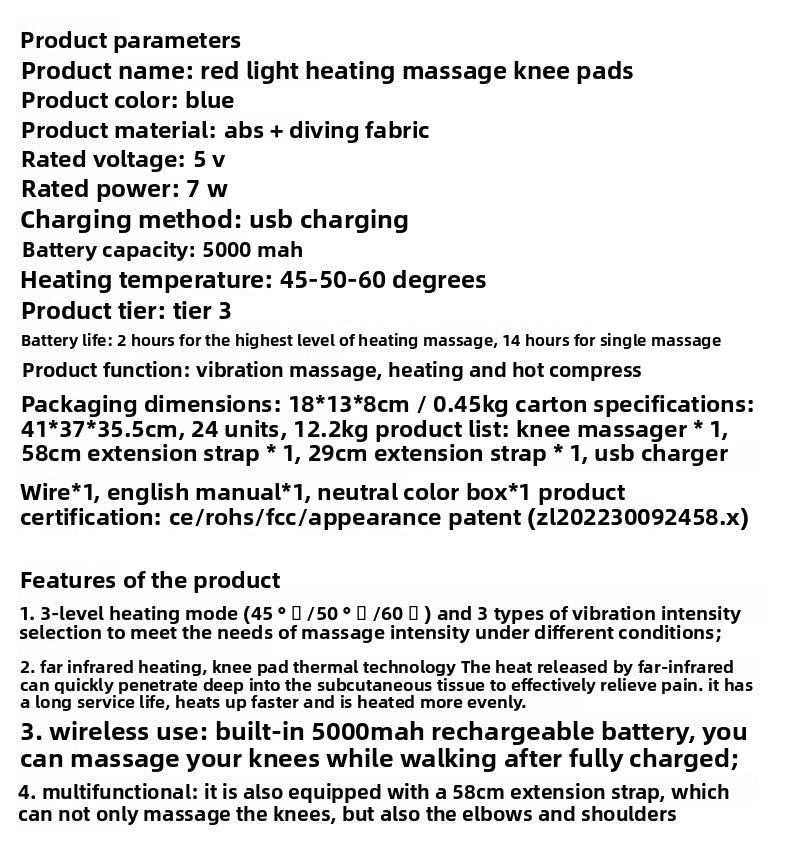 QJ™ Red Light Heating Massage Knee Pads Shoulder Pads Elbow Pads Smart Wireless Heating Infrared Therapy Mugwort Old Cold Legs