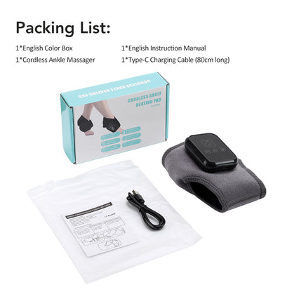 QJ™ New Electric Heated Ankle Rechargeable Vibration Massage Heat Therapy Ankle Joint Physiotherapy Device Ankle Heat Therapy Massage