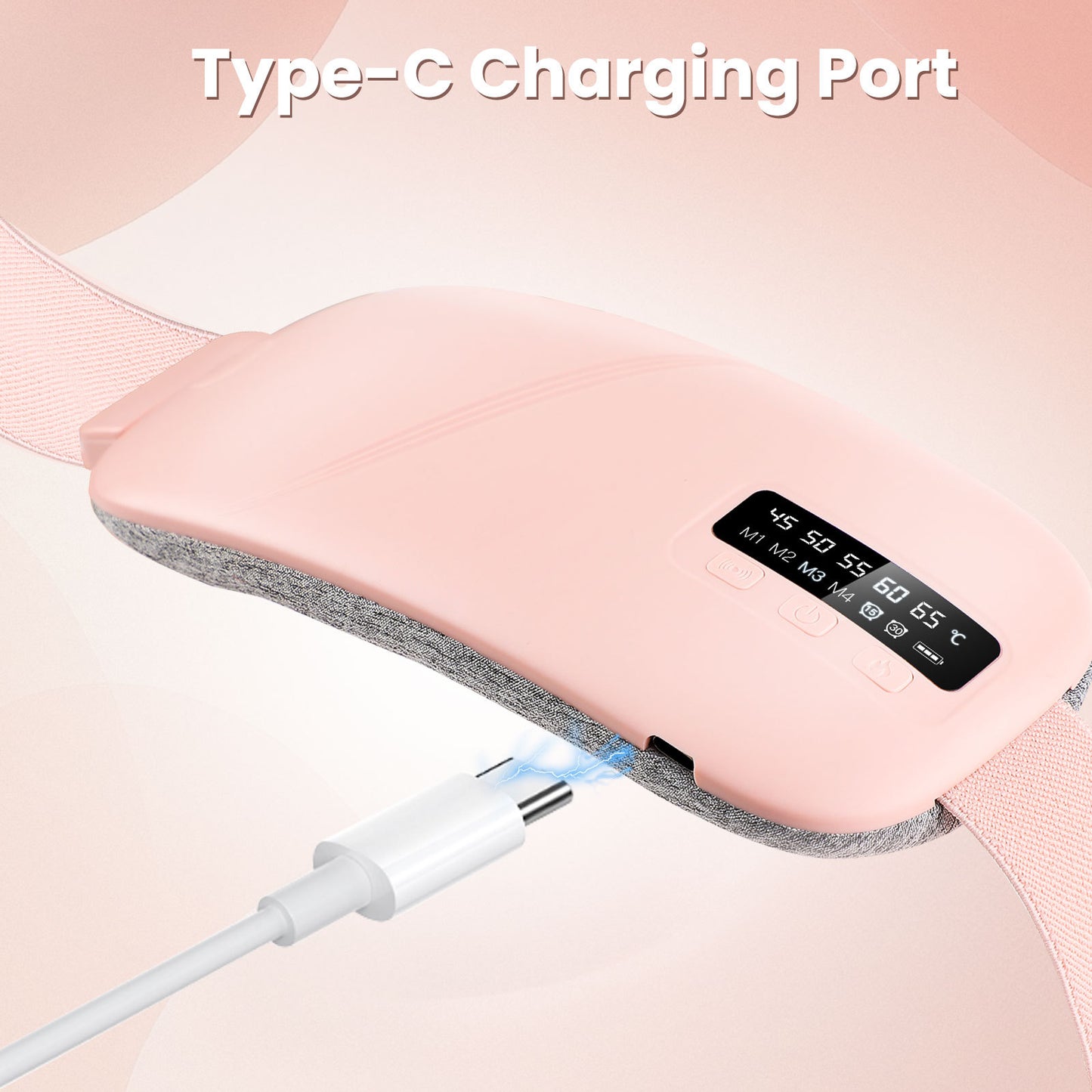 QJ™ USB Rechargeable Menstrual Heating Belt, Menstrual Pain Relief Device, Heating and Vibration Massage Belt