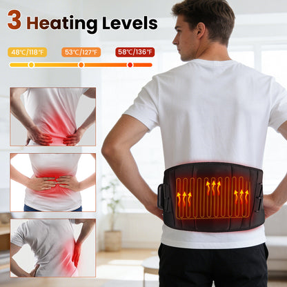QJ™ 3-Level Heat Therapy Vibrating Massage Support Belt Warm Heat Therapy Multi-Functional Waist Massager