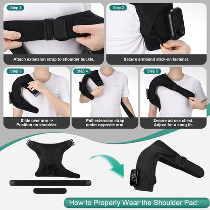 QJ™ Heated Shoulder Brace USB Rechargeable Middle-Aged and Elderly Joint Physiotherapy Instrument Three-Stage Hot Compress Shoulder Massager