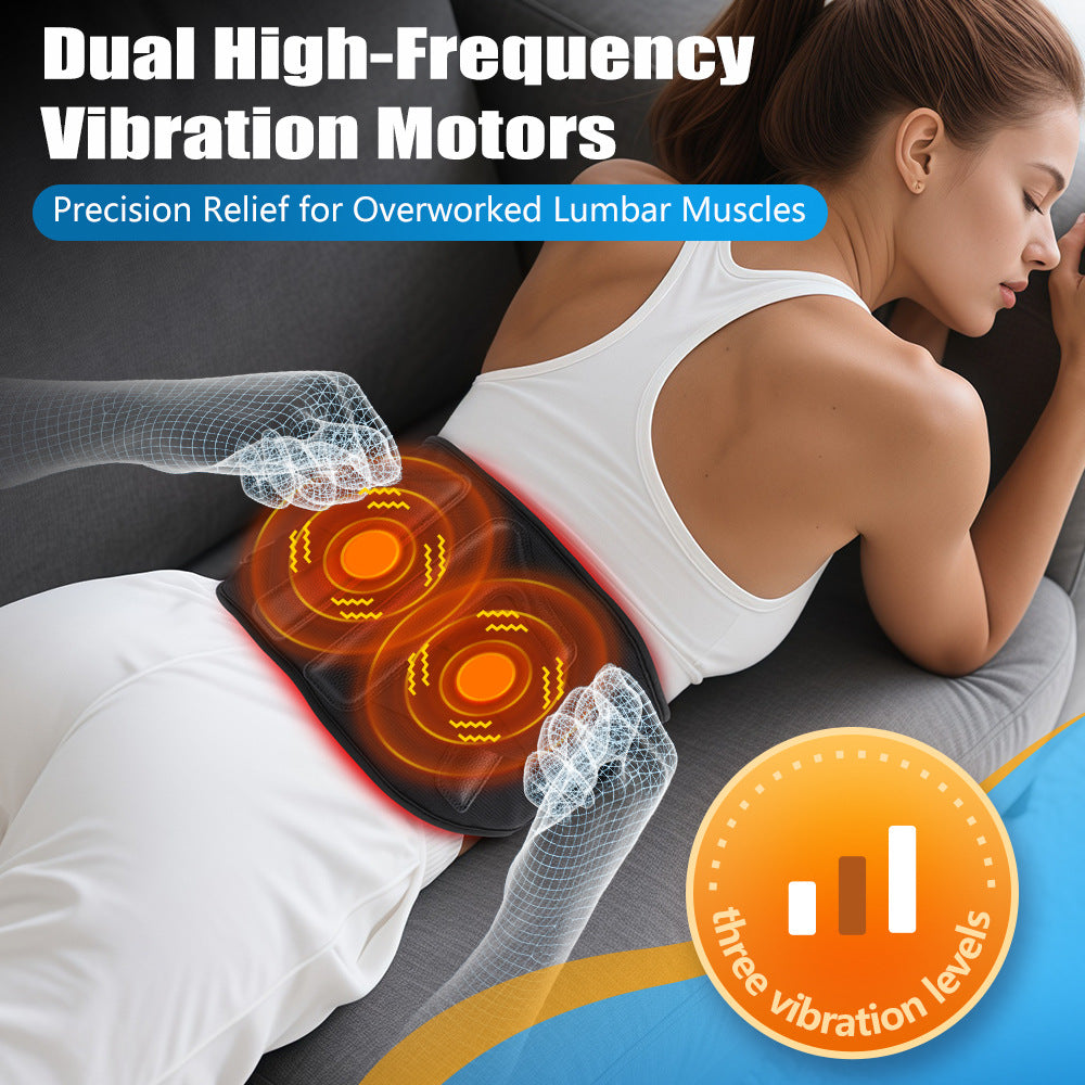 QJ™ Vibration Massage Support Elastic Waist Belt 48 Infrared 660850 Heat Therapy Red Light Waist Belt Physiotherapy