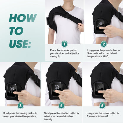 QJ™ Heated Shoulder Brace USB Rechargeable Middle-Aged and Elderly Joint Physiotherapy Instrument Three-Stage Hot Compress Shoulder Massager