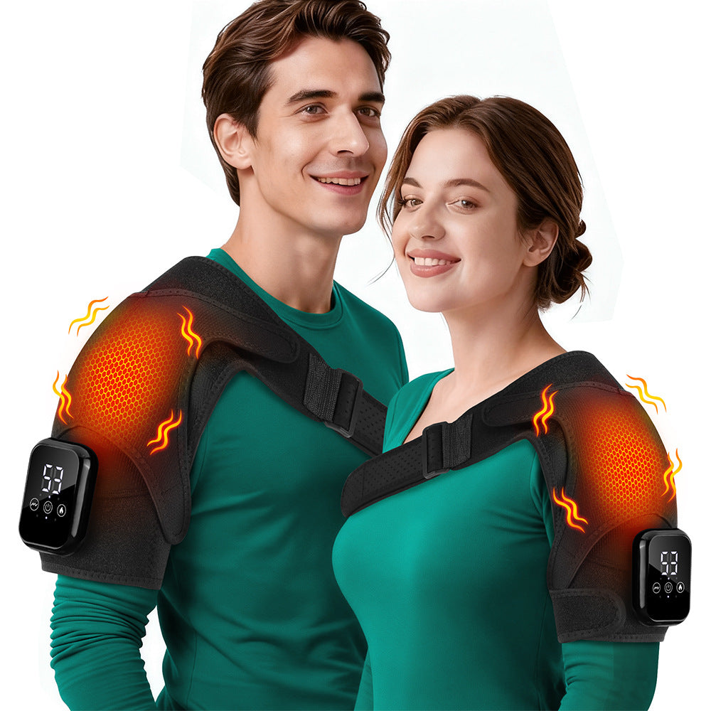QJ™ Heated Shoulder Brace USB Rechargeable Middle-Aged and Elderly Joint Physiotherapy Instrument Three-Stage Hot Compress Shoulder Massager