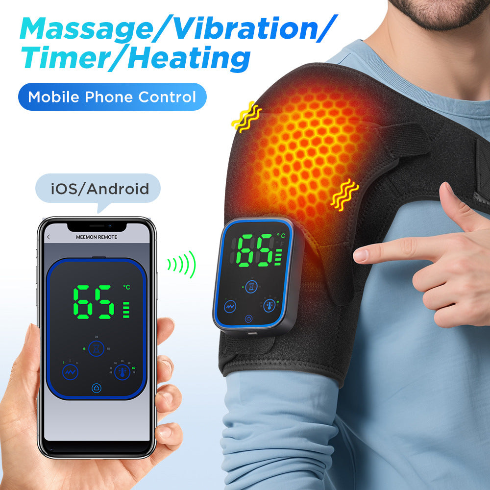 QJ™ Private Model Graphene Electric Heating Shoulder Pad APP Wireless Control Detachable Hot Compress Massage Shoulder Massager