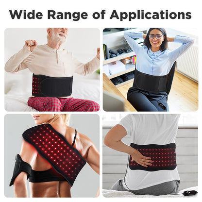 QJ™ Heating Vibration Massage Red Light Belt 660nm Relieve Muscle Fatigue Waist Support Belt 850nm Near Infrared Therapy