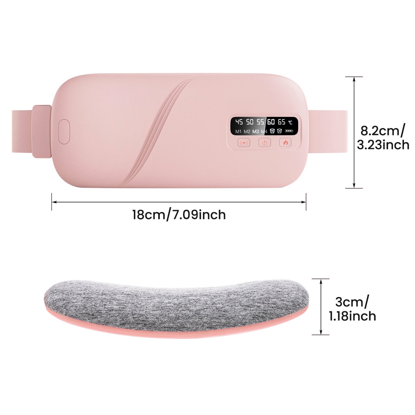 QJ™ USB Rechargeable Menstrual Heating Belt, Menstrual Pain Relief Device, Heating and Vibration Massage Belt