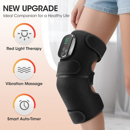 QJ™ Private Model True Red Light Therapy Heating Knee Brace with 42 660nm 850nm Infrared Light Beads for Hot Compress and Massage